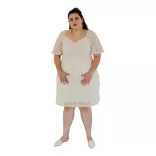 Vestido Crochê Curto Ombro A Ombro Plus Size E Tamanho 42