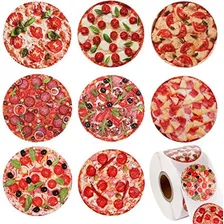 Blulu Rollo De 600 Pegatinas De Pizza Con Varios Diseños De 