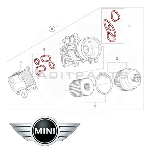 Oring  Enfriador Aceite Mini Cooper Countryman 2011-2016 Foto 3