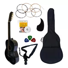 Guitarra Acustica Paquete Mas Completo De Accesorios Color Negro Orientación De La Mano Derecha