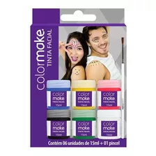 Tinta Facial Liquida Colormake Liquida Com 06 Cores + Pincel