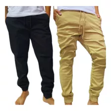 Kit 2 Calças Jogger Masculina Jeans Com Punho Elastico Full