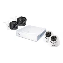 Kit Dvr Vta 4 Cámaras Hibrido 5 En 1 Color Blanco