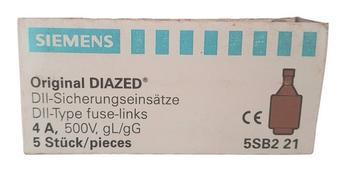 Fusível Diazed D Ii Retardada 500v 4a 5sb221 - Eletrica Bahiana