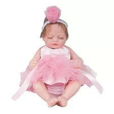 Boneca Bebê Reborn Dormindo Menina Real Life 28cm