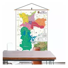 Mapa Cidade Município De São Paulo Banner Laminado Moldura