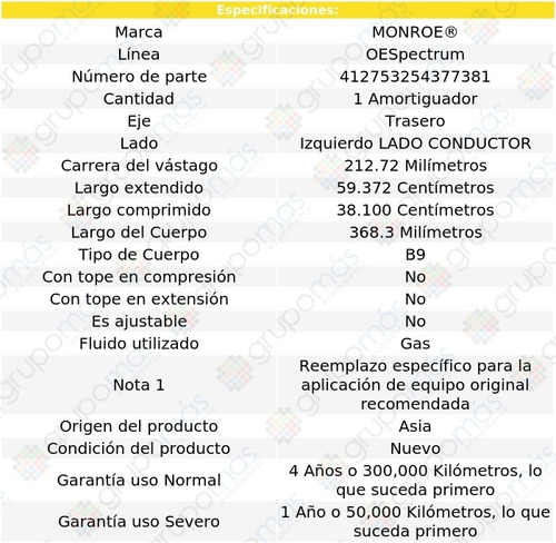 1 Amortiguador Conductor Tra Oespectrum Mazda Protege5 02-03 Foto 3