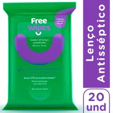 Lenço Umedecido Antisséptico Free Wipes 20 Unidades