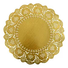 Fundo Bandeja Redondo Papel Rendado Dourado 18,5cm 40un