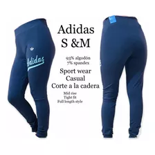 Leggins adidas Casual Logo Azul A La Cadera