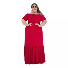 Vestido Longo Ciganinha Plus Size Babado Na Barra