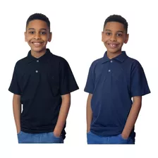 Kit 2 Camisas Polo Masculina Infantil Juvenil Algodão Top