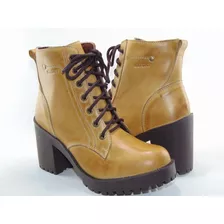 Bota Feminina Couro Cano Médio, C/ Zíper De Salto 8/5 Cm 