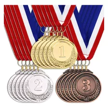 Medallas Metálicas De Oro/plata/bronce Con Cinta, 15 Piezas