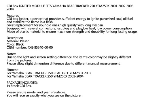 Mdulo De Caja Cdi Para Yamaha Bear Tracker 250 Yfm250x 01-0 Foto 5