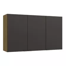 Armário Aéreo Suprema 3 Portas Freijó/preto Fosco 1,20mx34cm