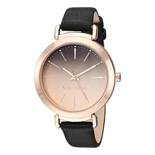 Nine West Reloj Para Mujer En Tono Dorado Rosa Y Correa Negr