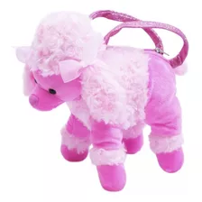 Bolsa Infantil Cachorro Poodle Branco Rosa Pelúcia