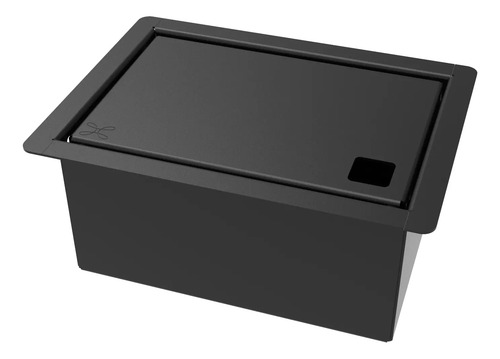 Porta Esponja Inox Preto C/ Tampa Lisa Embutir H 15x11cm Preto