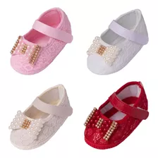 Sapatinho Bebê Menina Kit C/ 4 Pares - Recém Nascidas