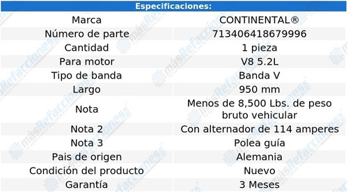 Banda Accesorios V 950 Mm Dodge W100 V8 5.2l 85 Continental Foto 4