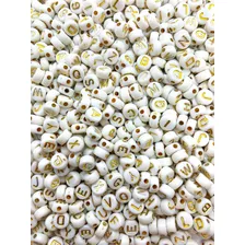 740 Peças Miçanga Infantil Letra Dourada 7mm 100g Pulseira