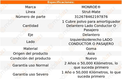 (1) Cubre Polvo Amortiguador Strut-mate Izq/der Del Xa 04/06 Foto 3