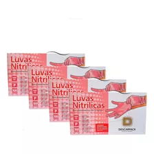 Kit Com 4 Luva Nitrilica Tamanho P Rosa 100 Uni Descarpack