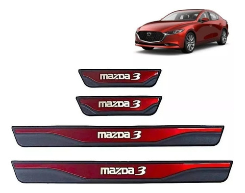 Embellecedores Proteccin De Estribos Mazda 3 Rojos, 2014-22 Foto 2