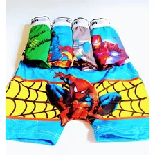 Cueca Boxer Infantil Super Heróis Para Crianças Kit 4 Peças 