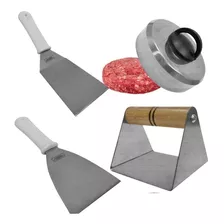 Kit Lanches Smasheira Com Abafador E 2 Espatulas Hamburguer