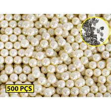 500 Perolas Creme 6mm + Rebite Artesanato Patchwork Costura.