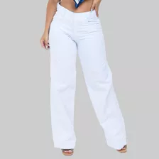 Calça Jeans Feminina Branca Luxo Baratas Cintura Alta