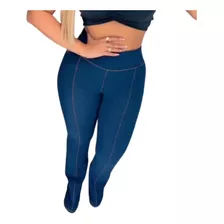 Calça Feminina Flare Cotom Elastano Cintura Alta Bolso Atrás