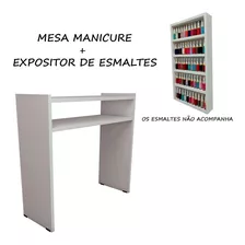 Mesa Manicure 60cm + Porta Esmaltes De Parede 30x60x6 Br