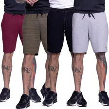 Kit 4 Bermudas Moletom Masculina Academia Treino Atacado