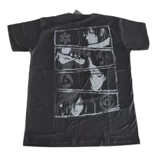 Camiseta Naruto 100% Algodão Estampas Frente E Verso Preta 
