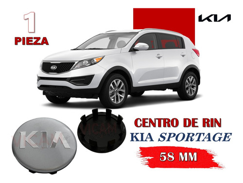 2 Centros De Rin Sportage 58 Mm Gris/logocrom