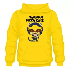 Poleron Canguro Con Capucha Estampado - Samurai Pizza Cats