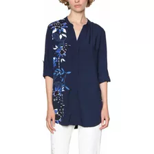 Blusa Desigual Azul Mantras Camisa Mujer Desigual