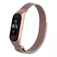 Pulseira De Metal Rose Para Mi Band 6 Aço - Trava Frontal