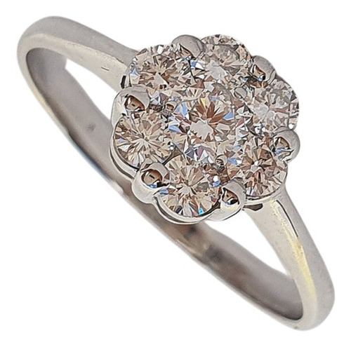 Anel Chuveiro Illusion De Ouro 18k 750 E Diamantes 0.45ct Branco 17