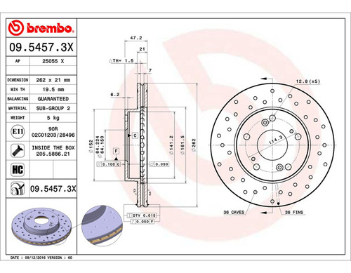 Par Discos Brembo Honda Civic Lx-s 2009-2011 Delantero Foto 2