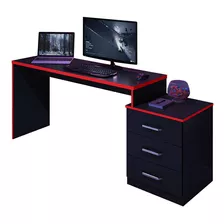 Mesa Para Computador Gamer Drx 5000 Preto Trama Vermelho -