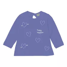 Remera Bebe Nena Manga Larga Corazones Gepetto 12 A 48 M