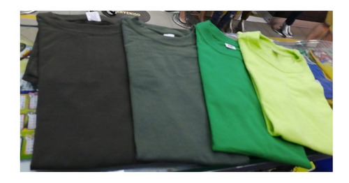 Camisetas Cuello Redondo En Algodón Verde Militar Y Policia 