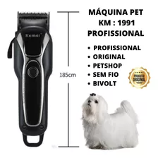 Máquina Profissional Kemei Bivolt Sem Fio Para Cães E Gatos!