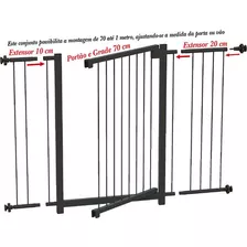 Kit Grade Portão Divisor Pet Criança 68 70 80 90 100 103 Cm Cor Preto