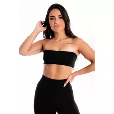 Cropped Liso Preto Tomara Que Caia