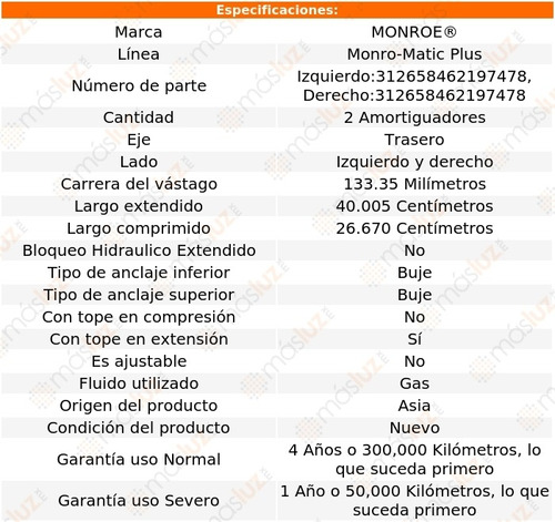 Kit 2 Amortiguadores Tra Gas Monro-matic Plus Freestar 04/07 Foto 3